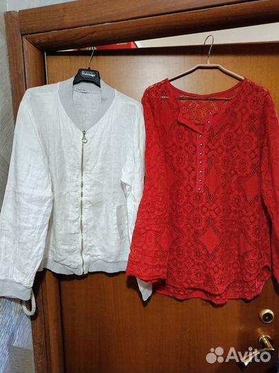 Бомбер новый лен, блузка Италия