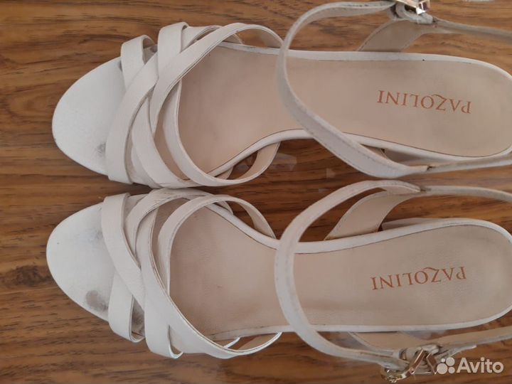 Босоножки женские 37 размер, белые, натур кожа