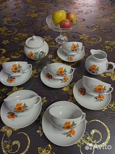 Чайный сервиз Маки СССР Дулево