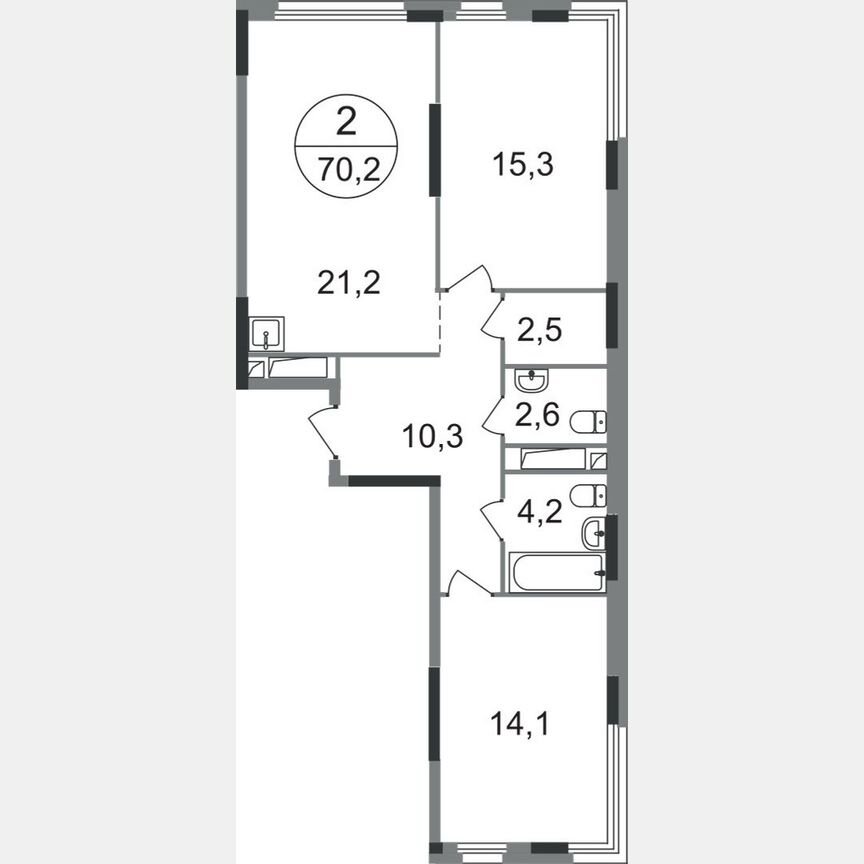 2-к. квартира, 70,2 м², 16/17 эт.