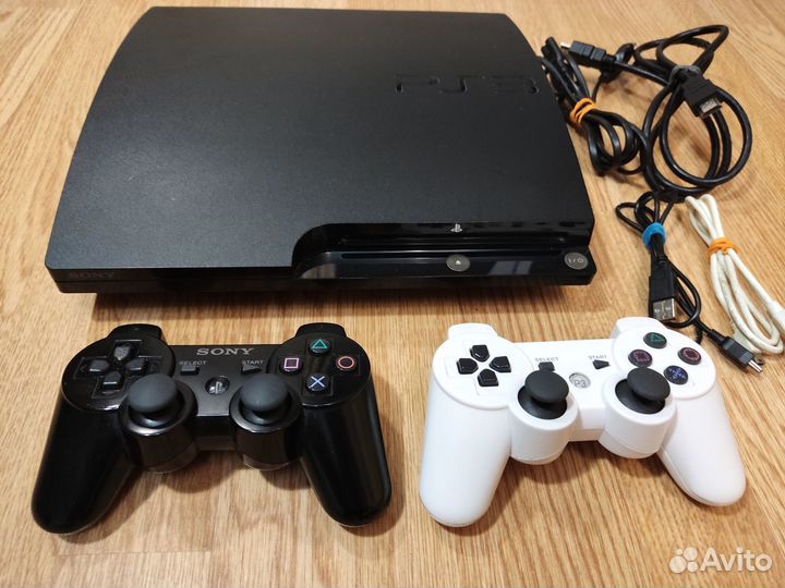 PS3 slim + 2 геймпада + 41 игра