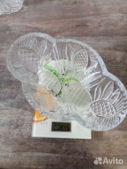 Хрустальный салатник-ладья