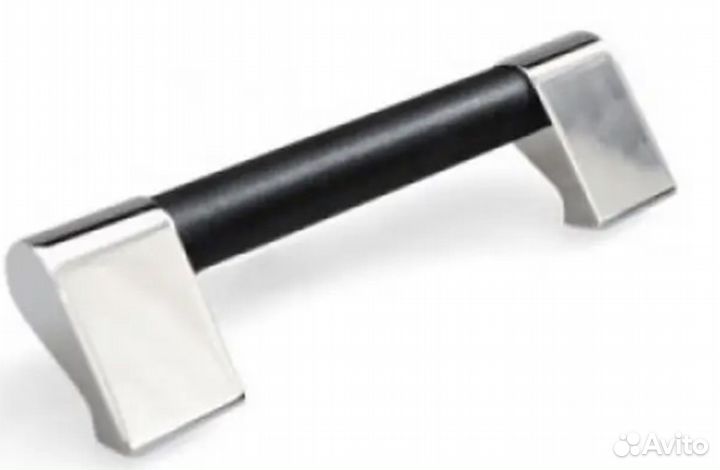 Ручка мебельная черная+хром 7593