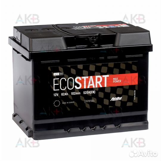 Аккумулятор автомобильный Ecostart 62R (520А 242x1