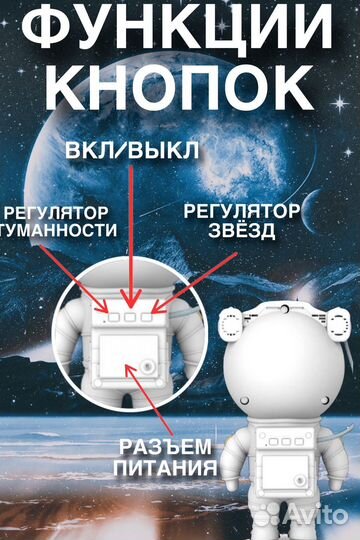 Ночник звездное небо космонавт