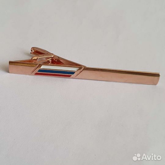 Позолоченный зажим для галстука флаг России