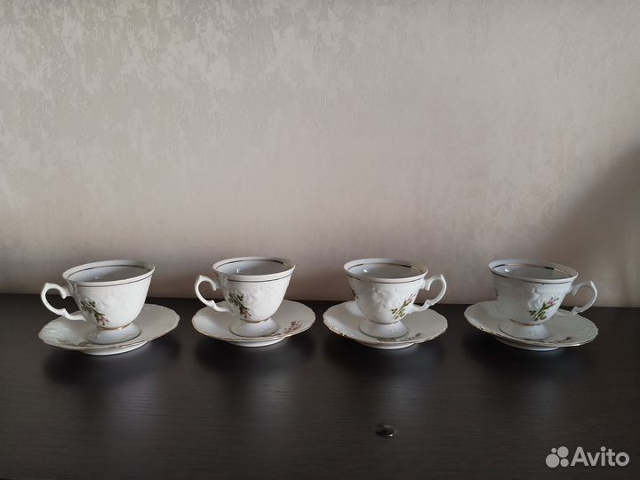 Набор из чайных пар на 4 персоны. Польша. 