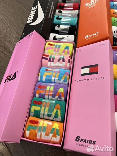 Носки Nike Adidas Fila цветные в коробке