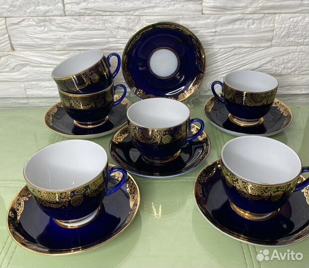 Чайные пары Золотой фриз кобальт лфз СССР