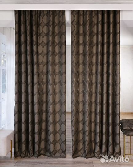 Шторы жаккард Альба Кофейный готовые
