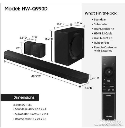 Новый саундбар Samsung HW-Q990D/RU, черный