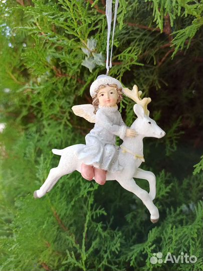 Елочные игрушки Ангел на олене