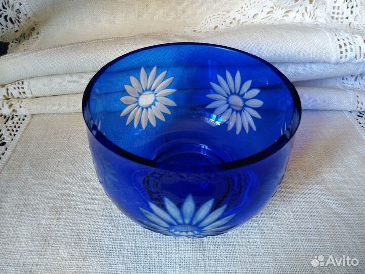 Ваза Конфетница синее стекло