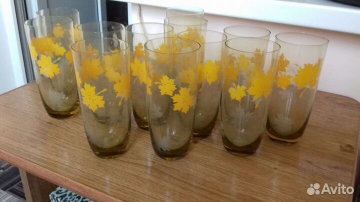 Стаканы изящные, милейший яркий рисунок СССР новые