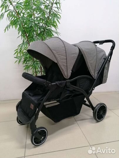 Новая коляска для двойни Luxmom T19 (серый)