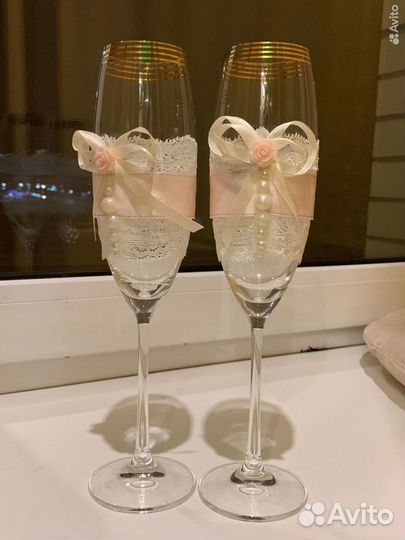 Свадебные бокалы ручной работы
