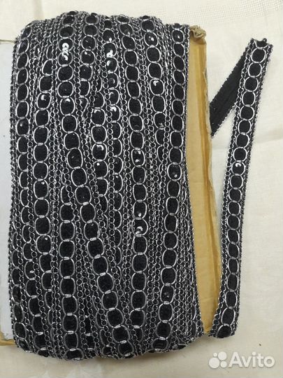 Тесьма декоративная с пайетками и люрексом