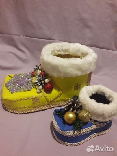 Сапожек Дед Мороза для подарков ручной работы