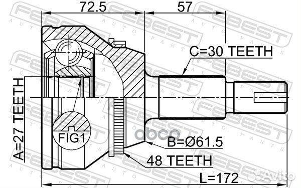 Шрус наружный 27x62x30 0110GSL20A48 Febest