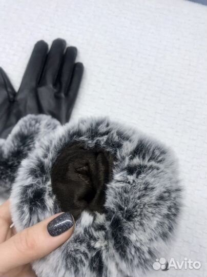 Перчатки наушники теплые натуральный мех