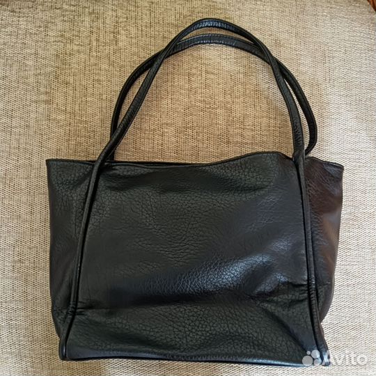 Сумка-шопер чёрная экокожа