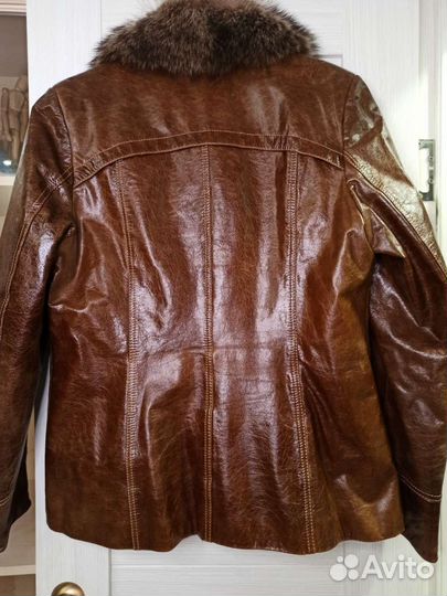 Кожаный пиджак женский 52 54