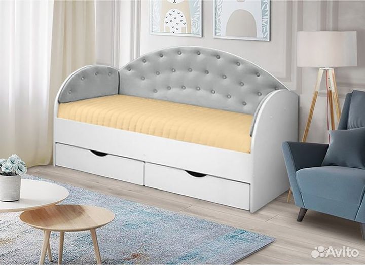 Кроватка для малыша мягк спинка вельвет люкс