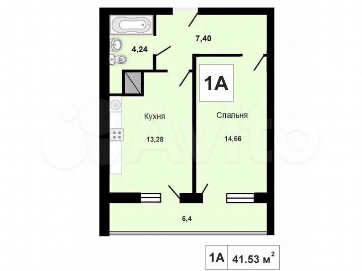 1-к. квартира, 44 м², 22/23 эт.