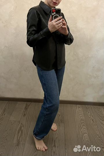 Кожаная рубашка H&M