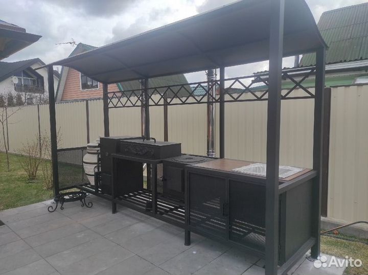 Мангалы Loft с печью и крышей