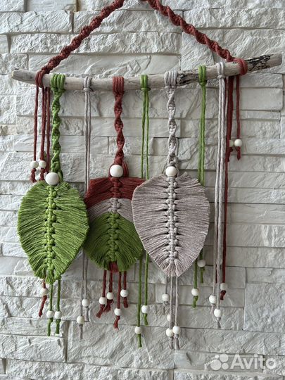 Макраме панно листья