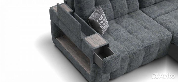 Диван boss.XO шенилл IQ серый / wood Rock