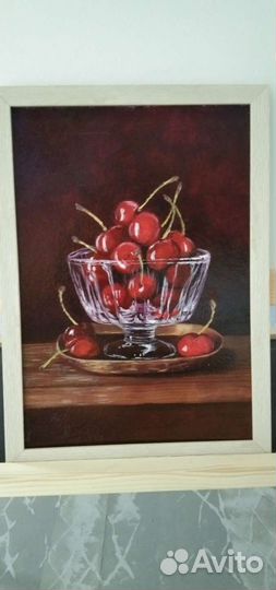 Картина. Черешня в креманке