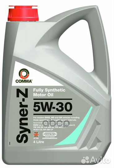 Масло моторное 5W30 comma 4л синтетика synerz