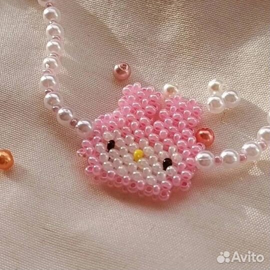 Чокер из бисера с My Melody (Hello Kitty)
