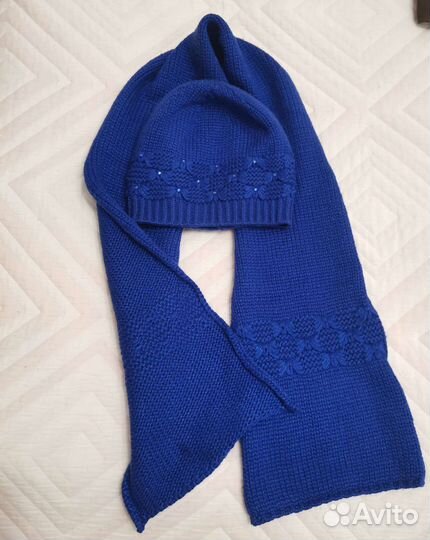 Шарф шапка синяя