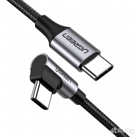 Кабель Type-C - Type-C (угол 90) 1,00 м., черный