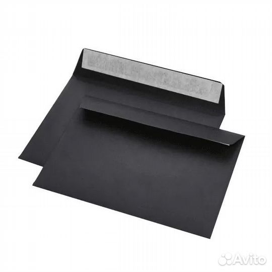 Бумажный черный конверт формат С6, 16*11 см
