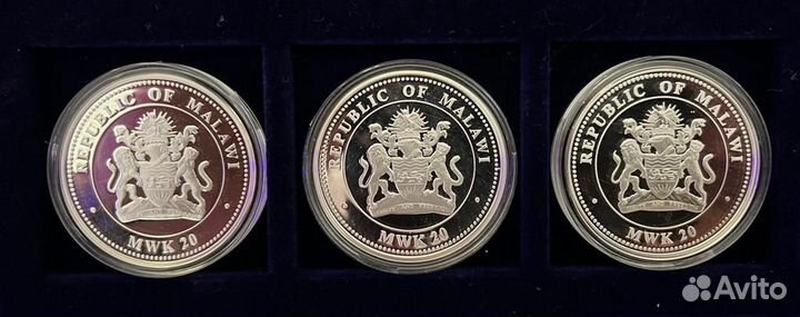 Серебрянные монеты Малави 20 квач 2010 г набор
