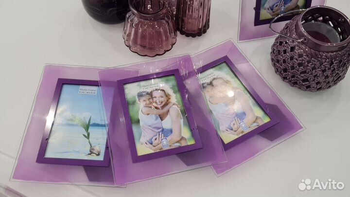 Фоторамки, подсвечник стекло фиолетовое