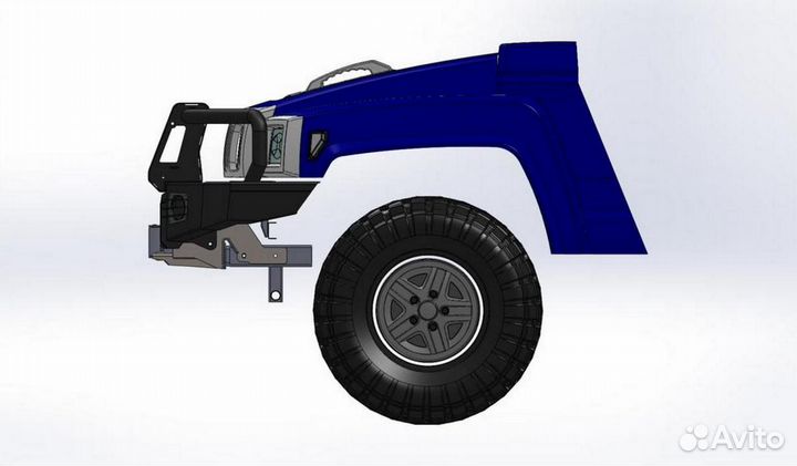 Передний силовой бампер с кенгурином алюминиевый