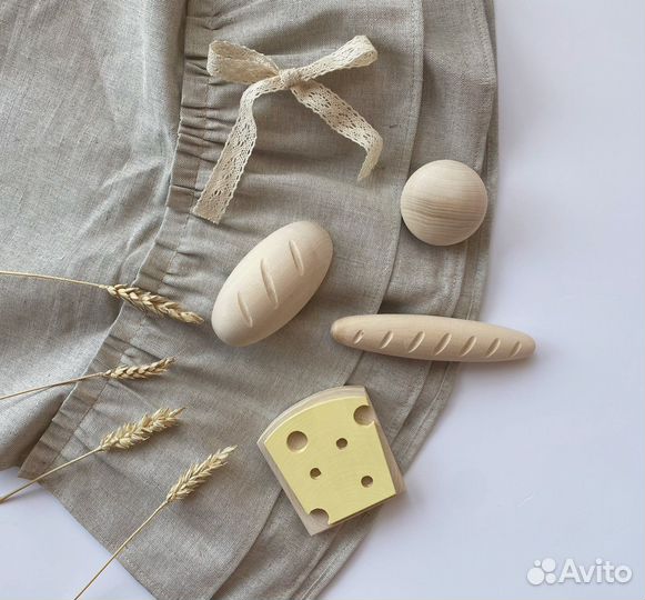 Детская деревянная посуда и еда набор