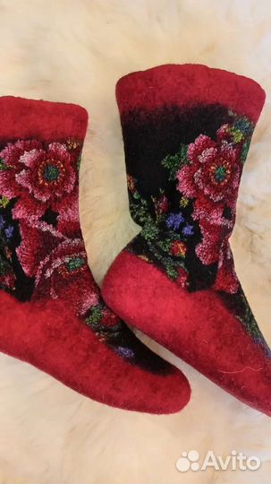 Ручная работа. Домашние валеночки-носки