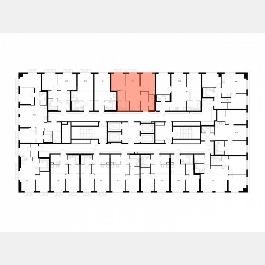 2-к. квартира, 51,9 м², 22/31 эт.