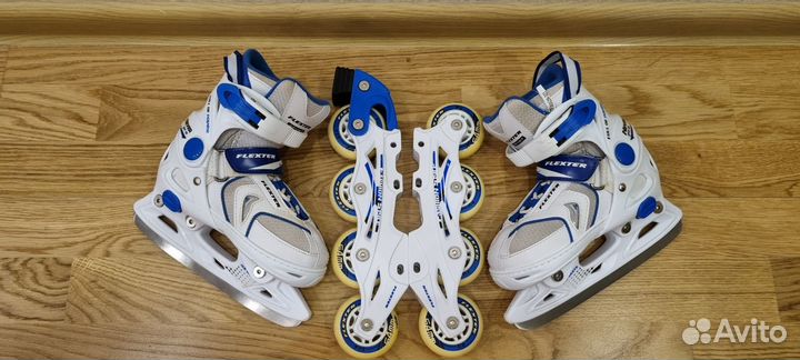 Ролики - Коньки ледовые Flexter, раздвиж. 29-32