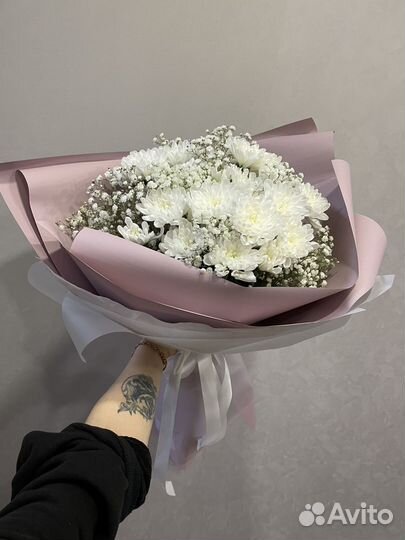 Букет хризантемы гипсофила