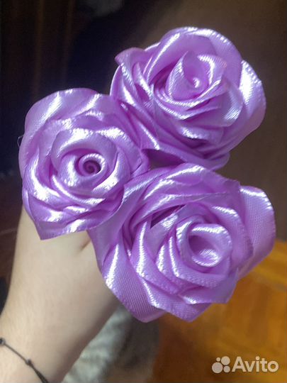 Букет роз из атласных лент