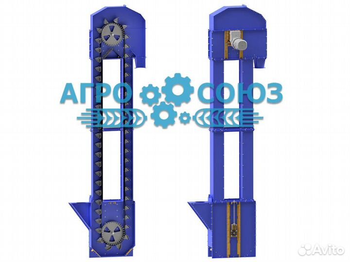 Нория зерновая. Ковшовый элеватор