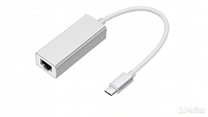 Адаптер, переходник с Type-C на RJ-45 - серебристы