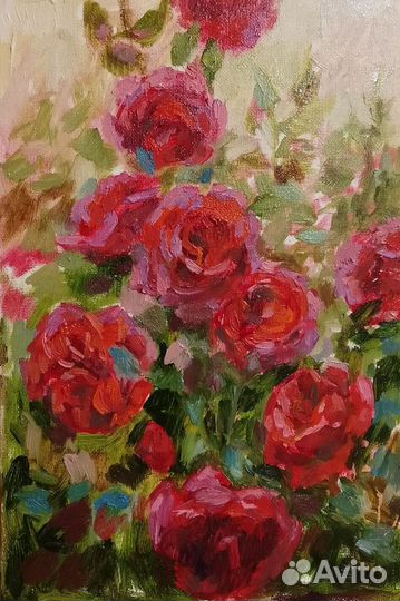 Картина маслом на холсте цветы, розы